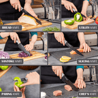 Granite Kitchen Knife Block Set - 5pcs, 17pcs