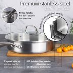 28cm Stainless Steel Sauté Pan with Glass Lid – Induction Safe – By Nuovva