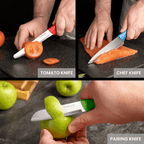 Multicolour Kitchen Knife Set, Stainless Steel Non-Stick Blades - 3 pieces, by Nuovva