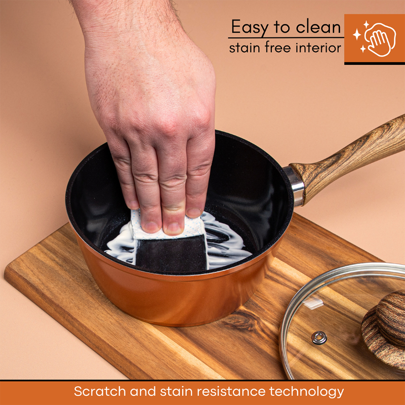 Copper Non-Stick Saucepan Set with Lid (2 Piece / 3 Piece) by Nuovva