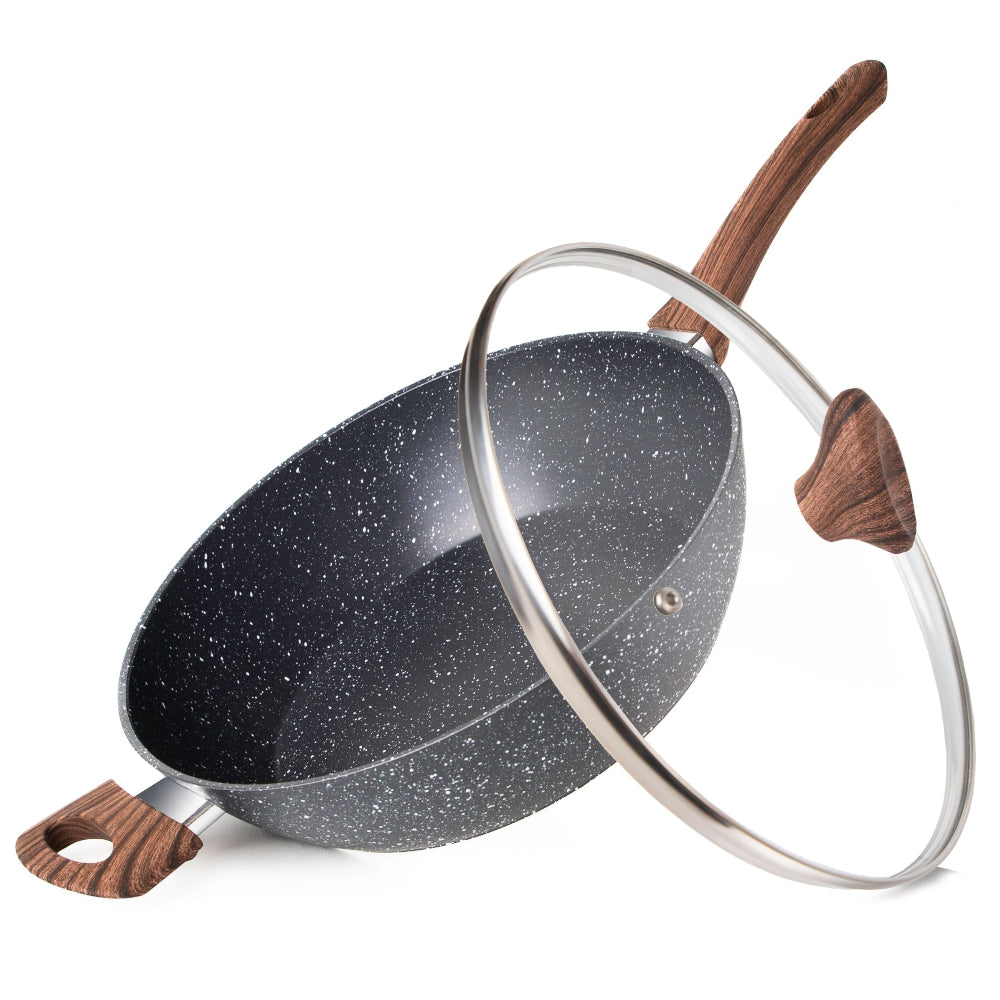 Marble Granite Induction Non-Stick Sauté Pan With Lid – 28cm, by Nuovva