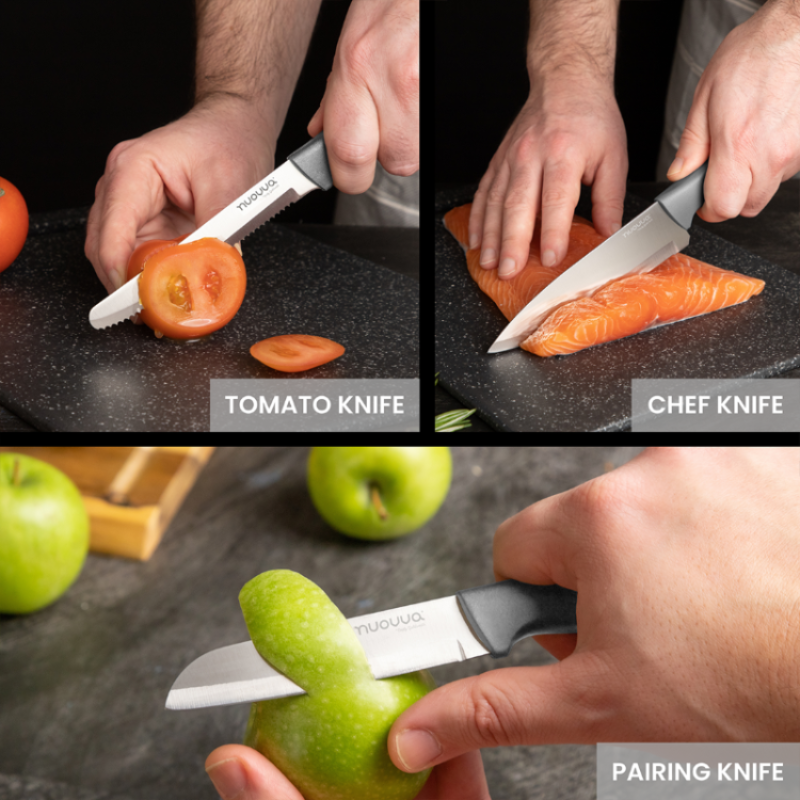 Kitchen Knife Set, Stainless Steel Non-Stick Blades - 3 pieces (Multiple Colours), by Nuovva
