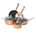 Kitchen Cookware Set of 5, 8, 15 & 35pcs with Lids - Multiple Colours