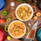 Orange Shallow Cast Iron Casserole Dish with Lid - 32cm - 3.5L, by Nuovva