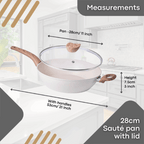 Induction Non-Stick Sauté Pan With Lid - 28cm( Multiple Colours) by Nuovva