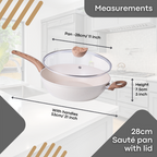 Induction Non-Stick Sauté Pan With Lid – 28cm (Multiple Colours) by Nuovva