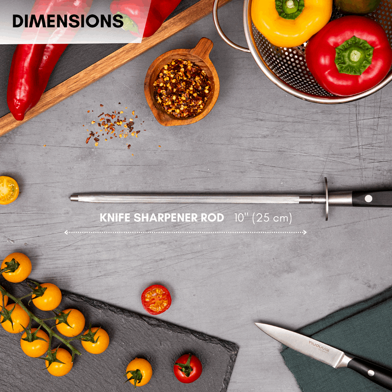Diamond Steel Kitchen Knife Sharpener Rod 10-Inch, by Nuovva
