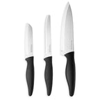 Black Kitchen Knife Set, Stainless Steel Non-Stick Blades - 3 pieces, by Nuovva