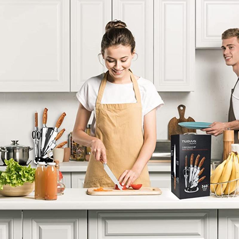 Kitchen Knife Set with Rotating Block 7-Piece Set (Multiple Colours) by Nuovva